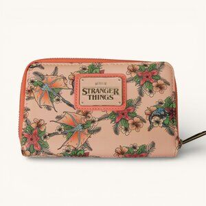 Loungefly Stranger Things Creatures Floral Zip Wallet Pink